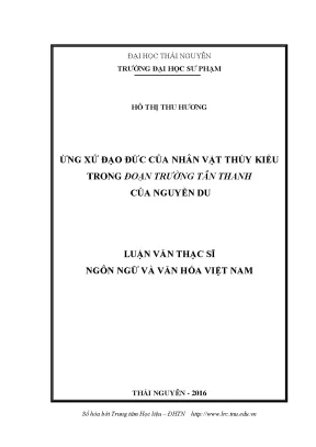 Luận văn thạc sĩ hay ứng xử đạo đức của nhân vật thúy kiều trong đoạn trường tân thanh của nguyễn du