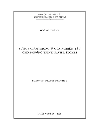 Luận văn thạc sĩ hay sự suy giảm trong l2 của nghiệm yếu cho phương trình navier stokes