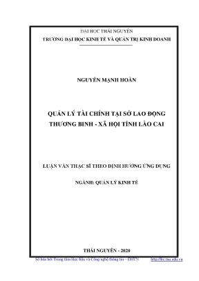 Luận văn thạc sĩ hay quản lý tài chính tại sở lao động thương binh xã hội tỉnh lào cai