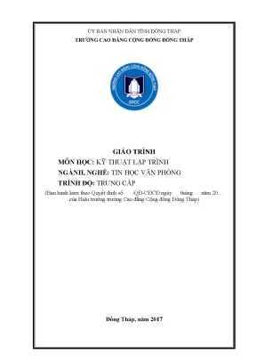 Giáo trình kỹ thuật lập trình ngành tin học văn phòng trung cấp
