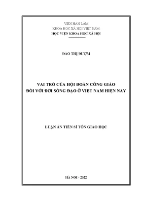 Luận án tiến sĩ vai trò của hội đoàn công giáo đối với đời sống đạo ở việt nam hiện nay