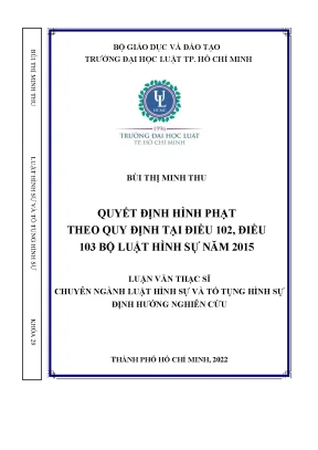 Quyết định hình phạt theo quy định tại điều 102 điều 103 bộ luật hình sự năm 2015