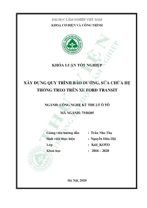 Khóa luận tốt nghiệp xây dựng quy trình bảo dưỡng sửa chữa hệ thống treo trên xe ford transit