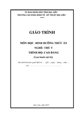 Giáo trình môn dinh dưỡng thức ăn nghề thú y trình độ cao đẳng trường cđ kinh tế kỹ thuật bạc liêu