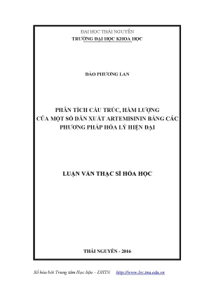 Luận văn thạc sĩ hay phân tích cấu trúc hàm lượng của một số dẫn xuất artemisinin bằng các phương pháp hóa lý hiện đại