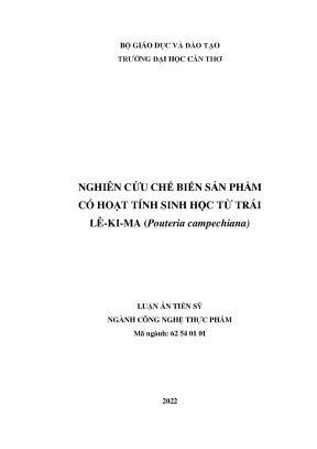 Nghiên cứu chế biến sản phẩm có hoạt tính sinh học từ trái lê ki ma pouteria campechiana