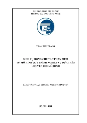 Sinh tự động chế tác phần mềm từ mô hình quy trình nghiệp vụ dựa vào chuyển đổi mô hình