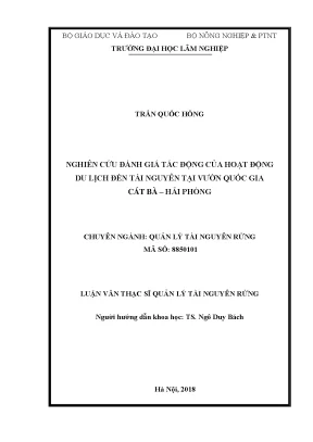 Luận văn thạc sĩ hay nghiên cứu đánh giá tác động của hoạt động du lịch đến tài nguyên tại vườn quốc gia cát bà