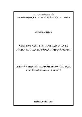 Luận văn thạc sĩ hay nâng cao năng lực lãnh đạo quản lý của đội ngũ cán bộ cấp xã tỉnh quảng ninh