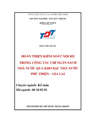 Luận văn thạc sĩ kế toán hoàn thiện kiểm soát nội bộ trong công tác chi ngân sách nhà nước qua kho bạc nhà nước phú thiện gia lai