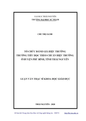 Luận văn thạc sĩ hay tổ chức đánh giá hiệu trưởng trường tiểu học theo chuẩn hiệu trưởng ở huyện phú bình tỉnh thái nguyên