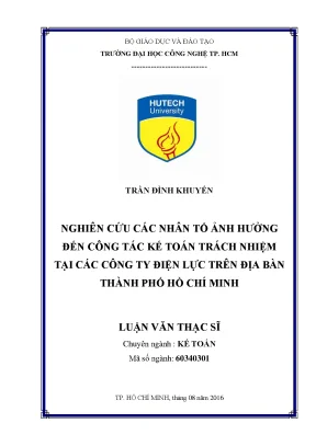Luận văn thạc sĩ kế toán nghiên cứu các nhân tố ảnh hưởng đến công tác kế toán trách nhiệm tại các công ty điện lực trên địa bàn thành phố hồ chí minh