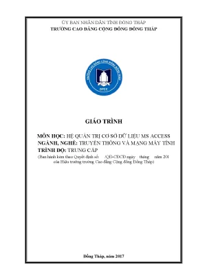 Giáo trình hệ quản trị cơ sở dữ liệu ms access nghề truyền thông và mạng máy tính trung cấp
