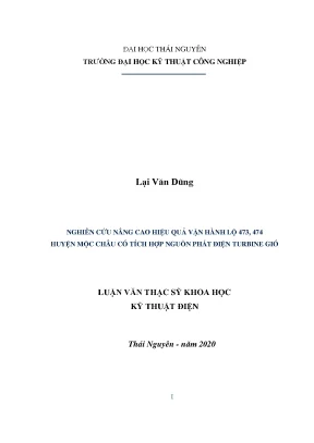 Luận văn thạc sĩ hay nghiên cứu nâng cao hiệu quả vận hành lộ 473 474 huyện mộc châu có tích hợp nguồn phát điện turbine gió