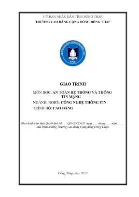 Giáo trình an toàn hệ thống và thông tin mạng nghề công nghệ thông tin cao đẳng