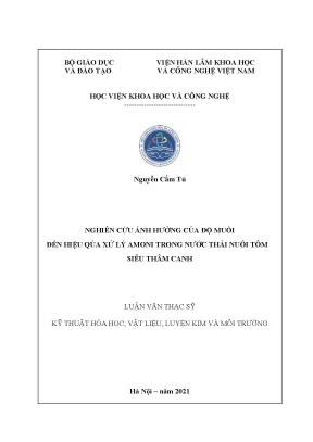 Luận văn thạc sĩ nghiên cứu ảnh hưởng của độ muối đến hiệu quả xử lý amoni trong nước thải nuôi tôm siêu thâm canh