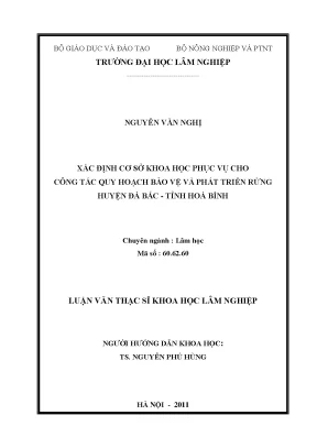 Luận văn thạc sĩ hay xác định cơ sở khoa học phục vụ cho công tác quy hoạch bảo vệ và phát triển rừng huyện đà bắc tỉnh hòa bình