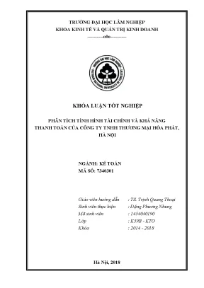 Khóa luận phân tích tình hình tài chính và khả năng thanh toán của công ty tnhh thương mại hòa phát hà nội