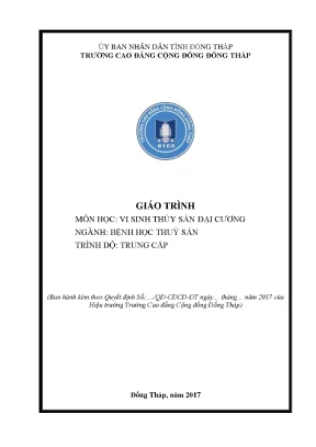 Giáo trình vi sinh thủy sản đại cương nghề bệnh học thuỷ sản trung cấp