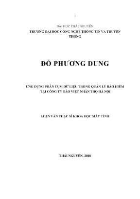 Luận văn thạc sĩ hay ứng dụng phân cụm dữ liệu trong quản lý bảo hiểm tại công ty bảo việt nhân thọ hà nội