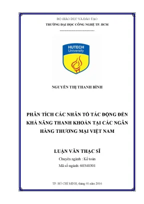Luận văn thạc sĩ kế toán phân tích các nhân tố tác động đến khả năng thanh khoản tại các ngân hàng thương mại việt nam