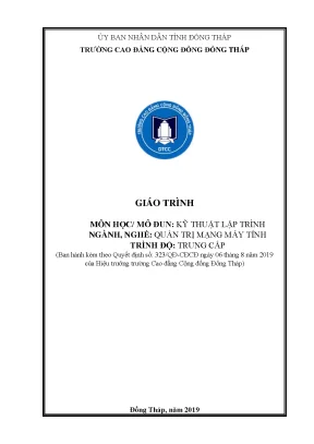 Giáo trình kỹ thuật lập trình ngành quản trị mạng máy tính trung cấp