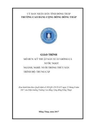 Giáo trình kỹ thuật sản xuất giống cá nước ngọt nghề nuôi trồng thuỷ sản trung cấp
