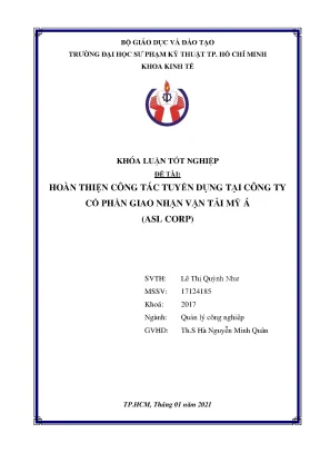 Khóa luận tốt nghiệp hoàn thiện công tác tuyển dụng tại công ty cổ phần giao nhận vận tải mỹ á asl corp