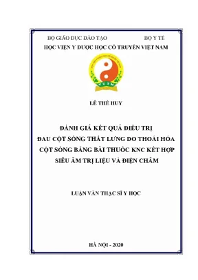 Luận văn thạc sĩ y học đánh giá kết quả điều trị đau cột sống thắt lưng do thoái hóa cột sống bằng bài thuốc knc kết hợp siêu âm trị liệu và điện châm