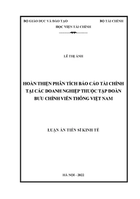 Luận án tiến sĩ hoàn thiện phân tích báo cáo tài chính tại các doanh nghiệp thuộc tập đoàn bưu chính viễn thông việt nam