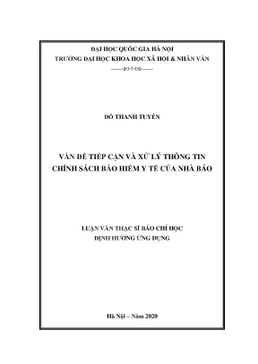 Luận văn thạc sĩ việc tiếp cận thông tin chính sách bảo hiểm y tế của nhà báo việt nam hiện nay