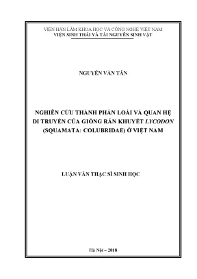 Luận văn thạc sĩ hay nghiên cứu thành phần loài và quan hệ di truyền của giống rắn khuyết lycodon squamata colubridae