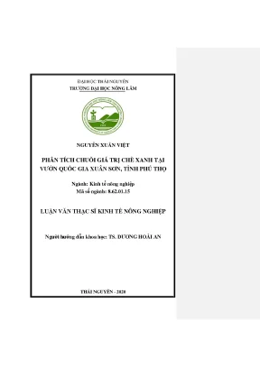 Luận văn thạc sĩ hay phân tích chuỗi giá trị chè xanh tại vườn quốc gia xuân sơn tỉnh phú thọ