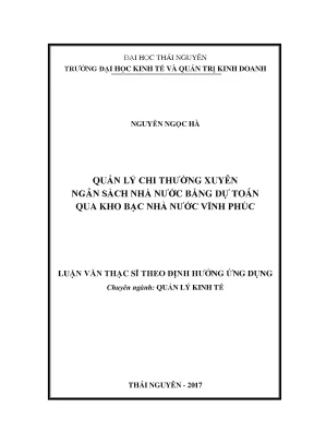 Luận văn thạc sĩ hay quản lý chi thường xuyên ngân sách nhà nước bằng dự toán qua kho bạc nhà nước vĩnh phúc