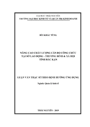 Luận văn thạc sĩ hay nâng cao chất lượng cán bộ công chức tại sở lao động thương binh và xã hội tỉnh bắc kạn