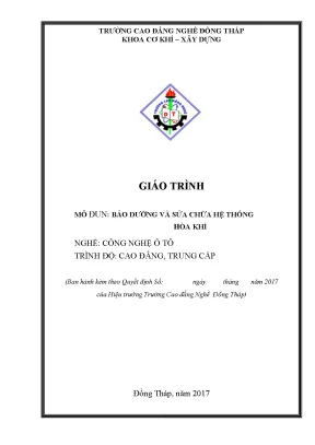 Giáo trình bảo dưỡng và sửa chữa hệ thống hòa khí nghề công nghệ ô tô cđtc
