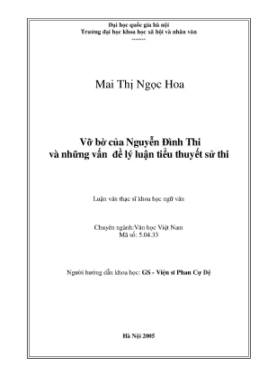 Luận văn thạc sĩ văn học việt nam vỡ bờ của nguyễn đình thi và những vấn đề lý luận tiểu thuyết sử thi