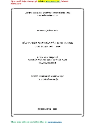 Đầu tư của nhật bản vào bình dương giai đoạn 1997 2016 luận văn thạc sỹ lịch sử việt nam