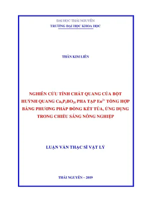 Luận văn thạc sĩ hay nghiên cứu tính chất quang của bột huỳnh quang ca6p5bo20 pha tạp eu2 tổng hợp bằng phương pháp đồng kết tủa ứng dụng trong chiếu sáng nông nghiệp