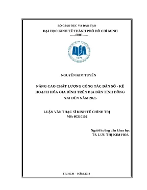 Luận văn thạc sỹ nâng cao chất lượng công tác dân số kế hoạch hóa gia đình trên địa bàn tỉnh đồng nai đến năm 2025