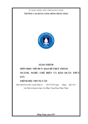 Giáo trình bao bì thực phẩm nghề chế biến và bảo quản thuỷ sản trung cấp