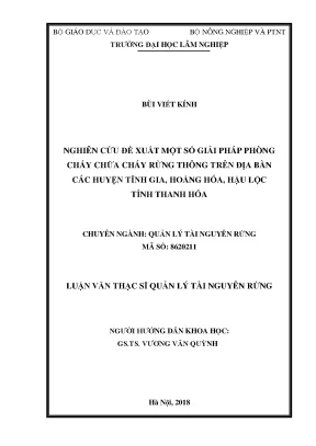 Luận văn thạc sĩ hay nghiên cứu đề xuất một số giải pháp phòng cháy chữa cháy rừng thông trên địa bàn các huyện tĩnh gia hoằng hóa hậu lộc tỉnh thanh hóa