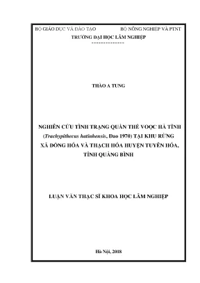 Luận văn thạc sĩ hay nghiên cứu tình trạng quần thể vooc hà tĩnh trachypithecus hatinhensis dao 1970 tại khu rừng xã đồng hóa và thạch hóa huyện tuyên hóa tỉnh quảng bình