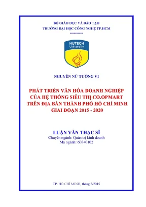 Luận văn thạc sĩ hay phát triển văn hóa doanh nghiệp của hệ thống siêu thị co opmart trên địa bàn thành phố hồ chí minh giai đoạn 2015 2020