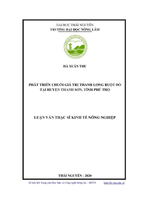 Luận văn thạc sĩ hay phát triển chuỗi giá trị thanh long ruột đỏ tại huyện thanh sơn tỉnh phú thọ