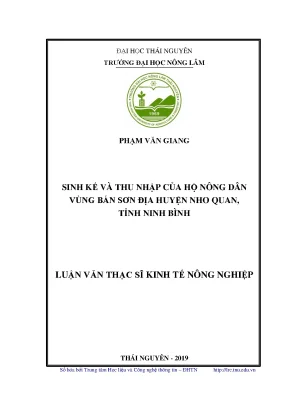 Luận văn thạc sĩ hay sinh kế và thu nhập của hộ nông dân vùng bán sơn địa huyện nho quan tỉnh ninh bình