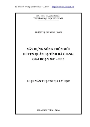 Luận văn thạc sĩ hay xây dựng nông thôn mới huyện quản bạ tỉnh hà giang