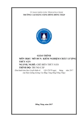 Giáo trình kiểm nghiệm chất lượng thuỷ sản nghề chế biến thuỷ sản trung cấp