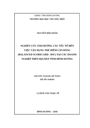 Luận văn thạc sỹ nghiên cứu ảnh hưởng các yếu tố đến việc vận dụng thẻ điểm cân bằng balanced scorecard bsc tại các doanh nghiệp trên địa bàn tỉnh bình dương