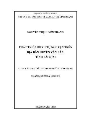 Luận văn thạc sĩ hay phát triển bảo hiểm xã hội tự nguyện trên địa bàn huyện văn bàn tỉnh lào cai